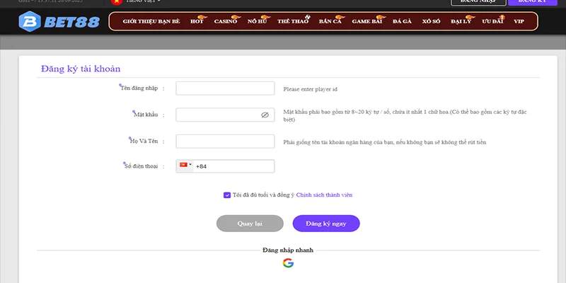 BET88 – Nhà cái cá cược uy tín hàng đầu châu Á Hướng dẫn đăng ký tài khoản Bet88